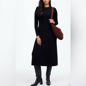 MADEWELL merino wool long sleeve black sweater maxi Dress